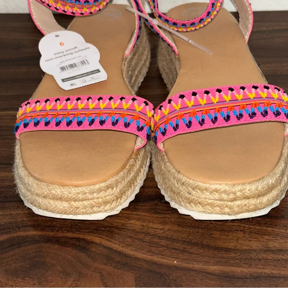 Wonder Nation Vibrant Pink Espadrilles with Multicolor Accents